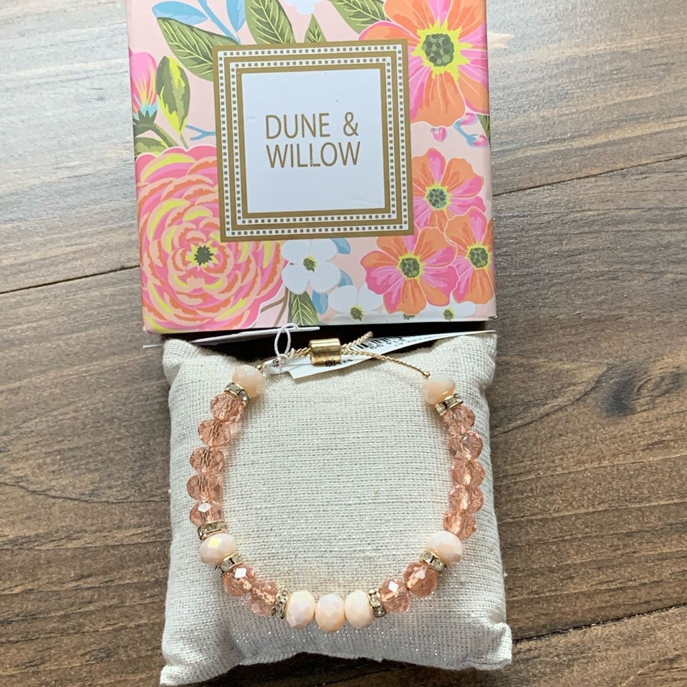 Dune and Willow pink crystal adjustable bracelet